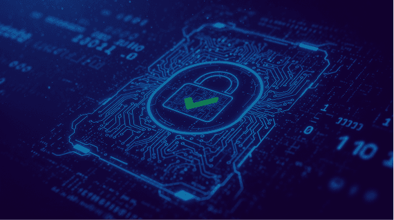 Padlock over a digital circuit board representing privacy controls